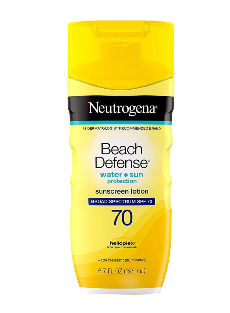 Neutrogena Beach Defense Water + Sun Protection Sunscreen Lotion SPF70 Yellow 6.7Fluid Ounce  - Image 1