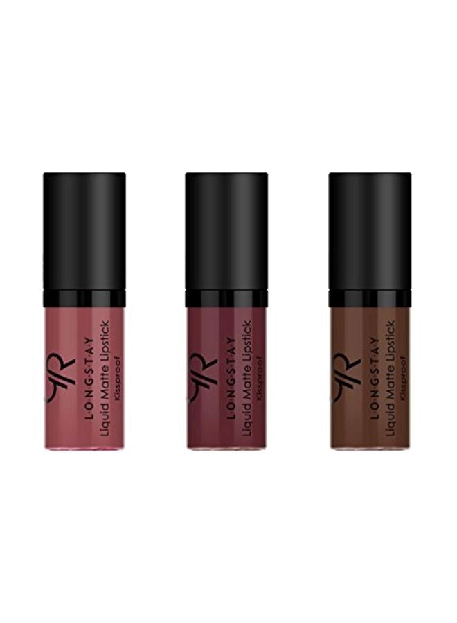 3-Piece Longstay Liquid Matte Lipstick Red/Brown/Nude - v1576506959/N32780619A_1