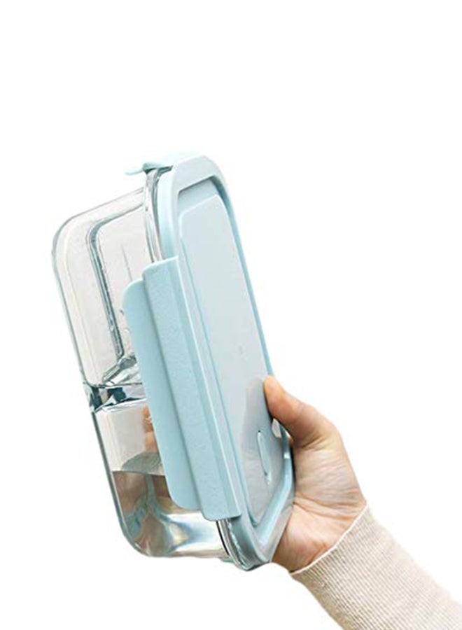AIWANTO Three Compartment Lunch Box Blue/Clear 21x16x6centimeter - Image 3