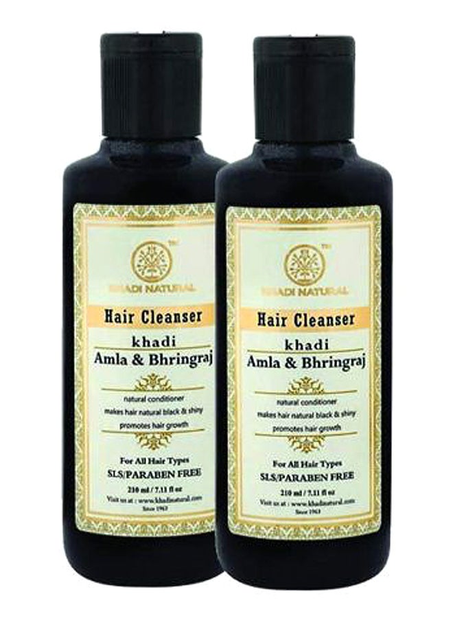 Khadi Natural Pack Of 2 Amla And Bhringraj Hair Cleanser Conditioner 2 x 210ml - Image 1