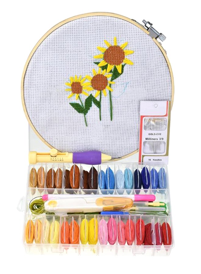 Embroidery Cross Stitch Starter Kit With Storage Box Multicolour - Image 1