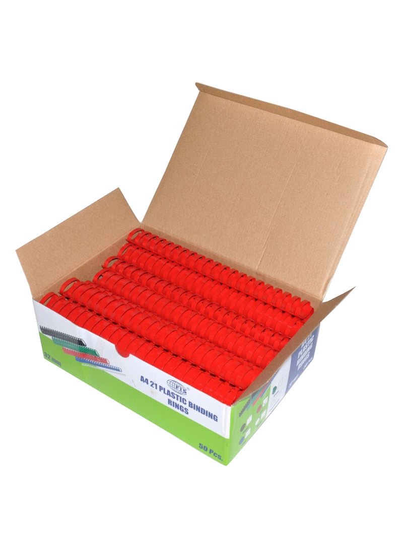 FIS 50-Piece Binding Ring Set Red - Image 1