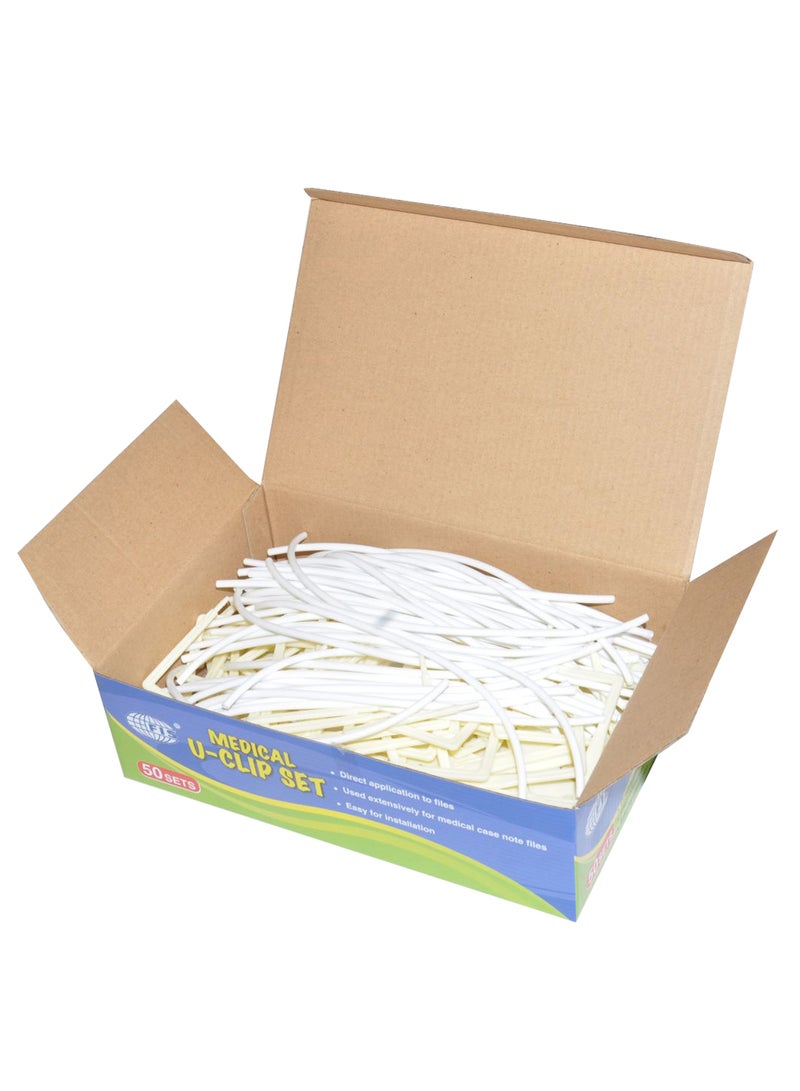 FIS 50-Piece Medical U-Clip Set White - Image 3