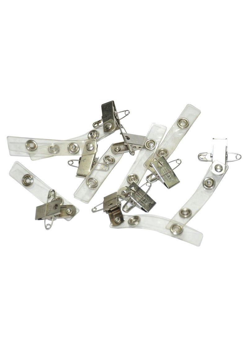 FIS 100-Piece Badge Clip Set Clear/Silver - Image 1