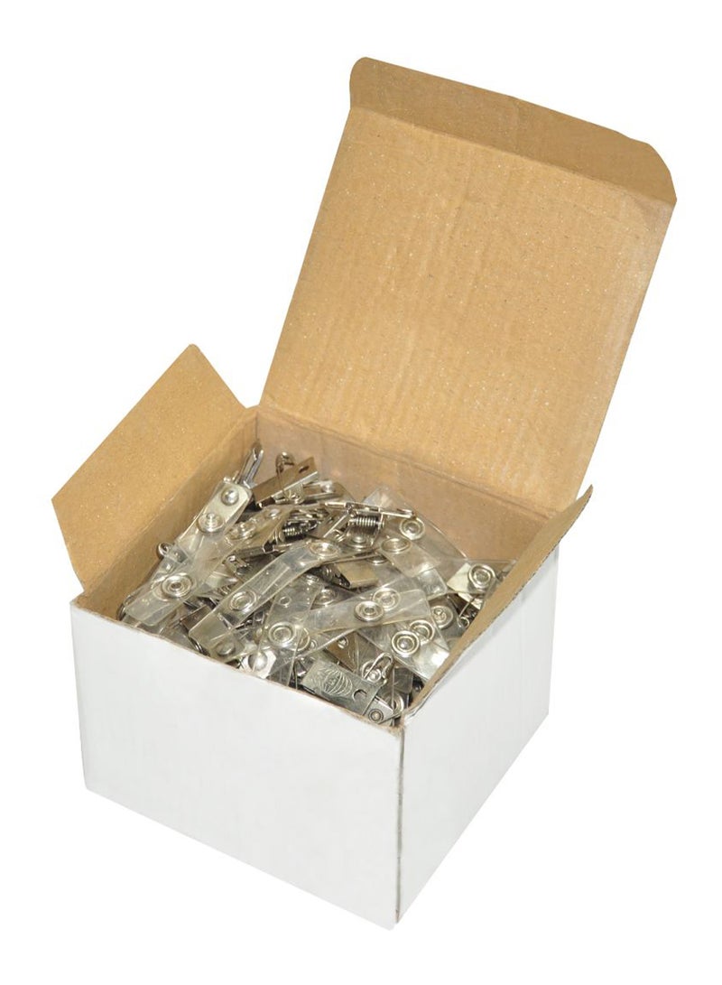 FIS 100-Piece Badge Clip Set Clear/Silver - Image 2