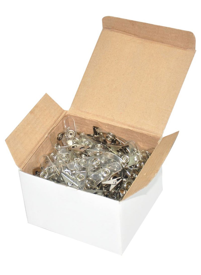 FIS 100-Piece Badge Clip Set Clear/Silver - Image 2