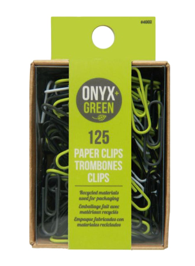 Pack Of 125 Paper Clips Vinyl Covered With Assorted Colors Black/White/Green