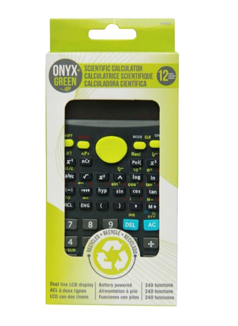Scientific Calculator with 240 functions Battery Operated made with Recycled Plastic Black