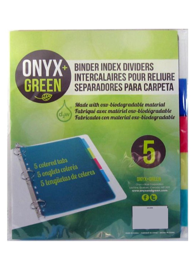 Onyx & Green Paper Dividers with Tabs made from Oxo-Biodegradable Plastic Eco Friendly Pack of 5 White 