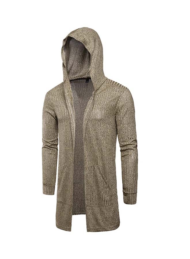 Solid Pattern Casual Hooded Cardigan Grey  - Image 1