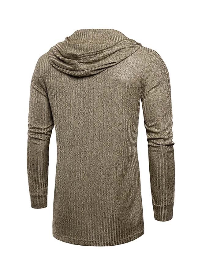 Solid Pattern Casual Hooded Cardigan Grey  - Image 2