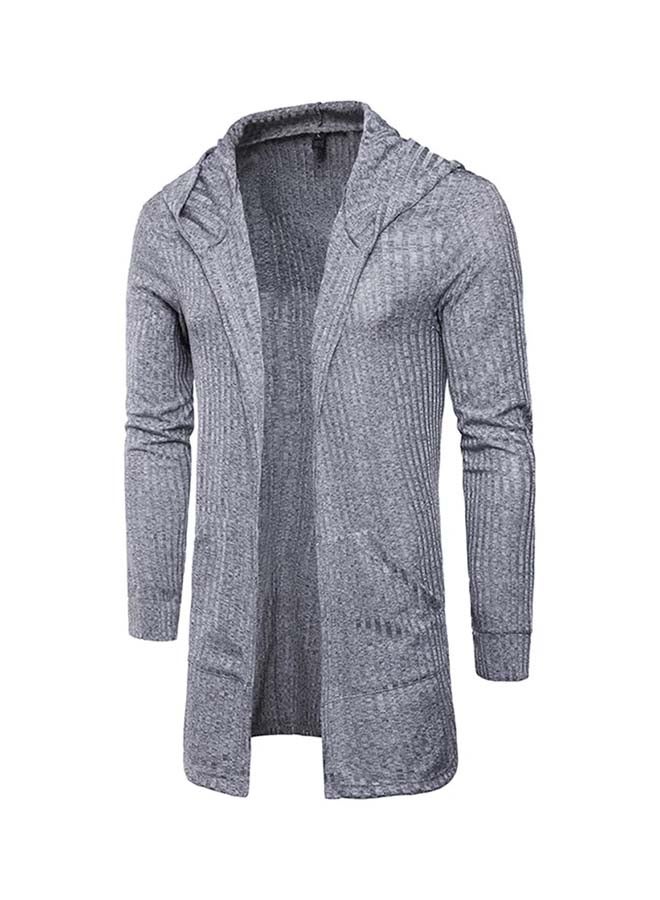 Long Sleeve Hooded Cardigan Grey  - Image 1