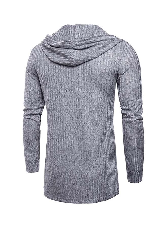 Long Sleeve Hooded Cardigan Grey  - Image 2
