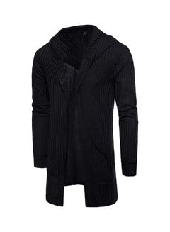 Long Sleeve Solid Design Cardigan Black