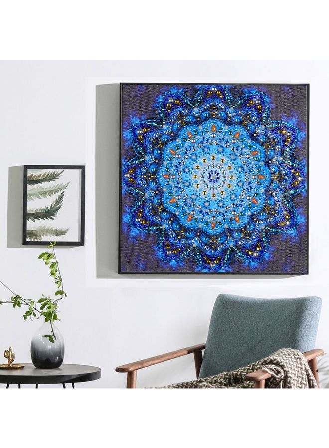 لوحة فنية ماسية بتصميم زهور لديكور الحائط يمكنك تعليقها بنفسك أزرق 40 x 2 x 30سم  - Image 2