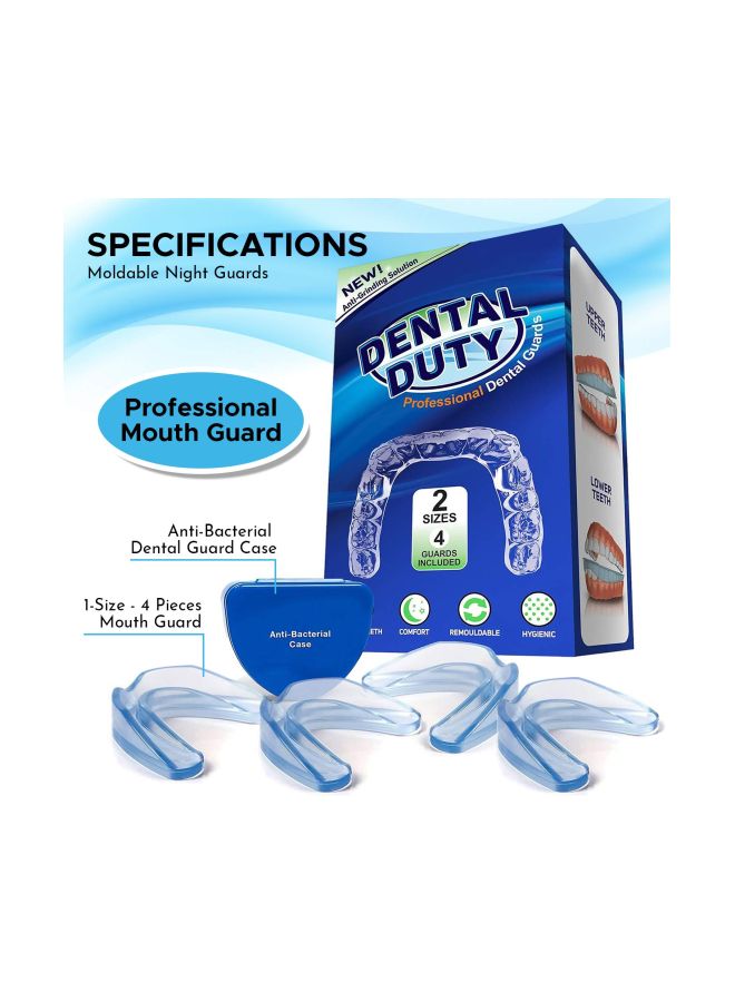 Dental Duty 4-Piece Professional Mouth Guard Set Clear/Blue - Image 3