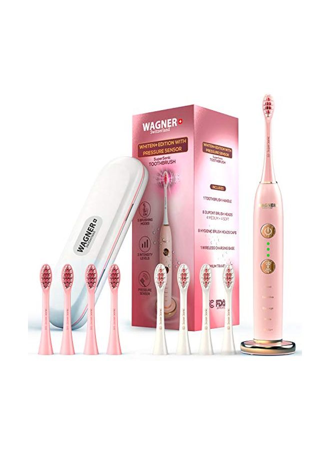 Whiten Plus Edition Pressure Sensor Super Sonic Toothbrush Pink - Image 1