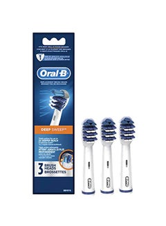 Pack Of 3 Deep Sweep Electric Toothbrush Replacement Brush Head White/Blue