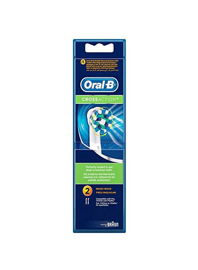 Oral-B Pack Of 2 CrossAction Replacement Toothbrush Heads Set White/Blue/Green - Image 1