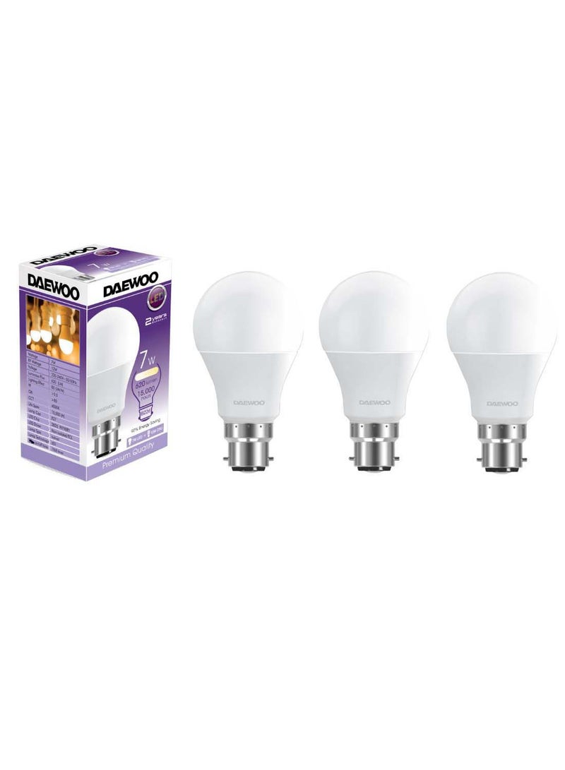 DAEWOO 3-Piece LED Bulb Set White/Silver 