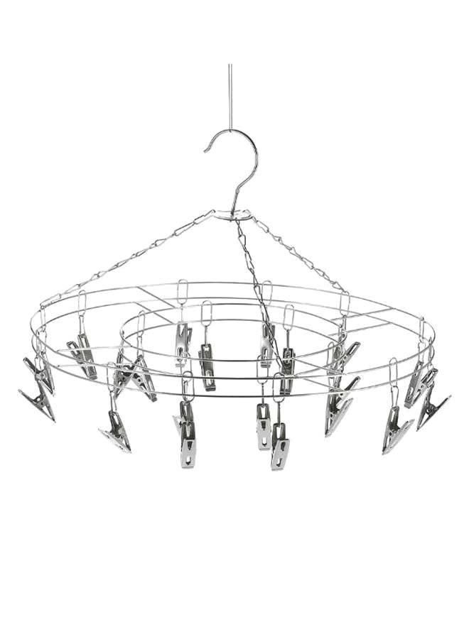 20 Clips Cloth Hanging Drying Rack Silver  - Image 1