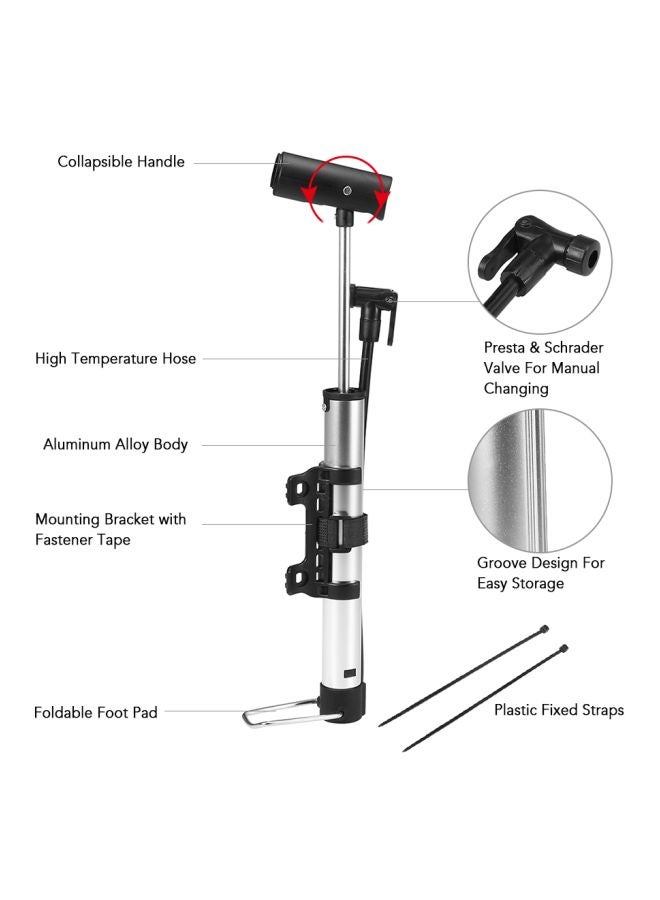 Honor - Bike Pump With Collapsible Handle Foot Pad For Presta And Schrader Valve - Image 1