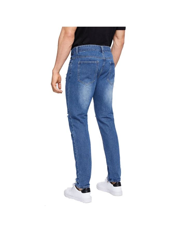 Generic - Ripped Patched Jeans Blue - Image 1