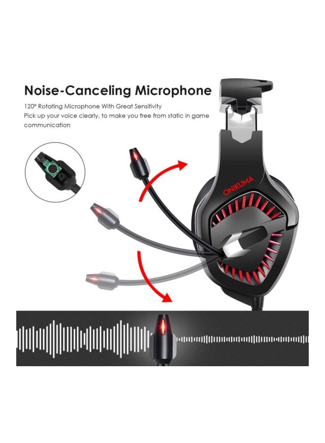 onikuma - K1 Wired Over-Ear Gaming Headset With MicrophoneFor PS4/PS5/XOne/XSeries/NSwitch/PC - Image 1
