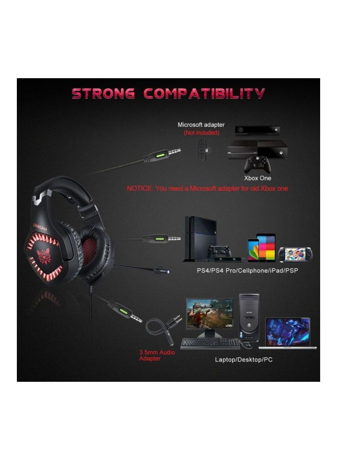 onikuma - K1 Wired Over-Ear Gaming Headset With MicrophoneFor PS4/PS5/XOne/XSeries/NSwitch/PC - Image 1