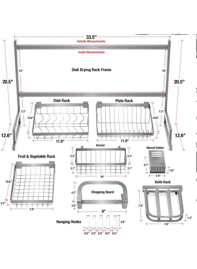 Dish Drying Rack Over Sink Silver - Image 2