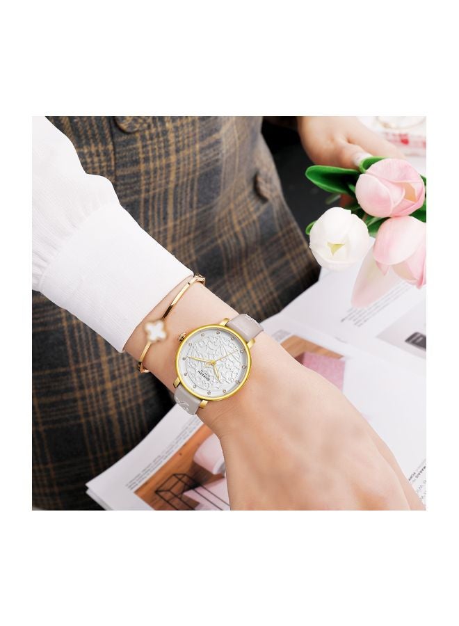 CURREN - Women's Water Resistant Analog Watch 9046 - 34 mm - Beige - Image 1