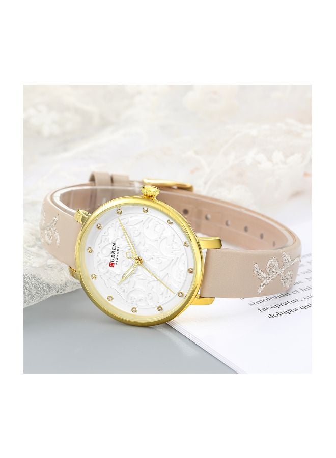 CURREN - Women's Water Resistant Analog Watch 9046 - 34 mm - Beige - Image 1