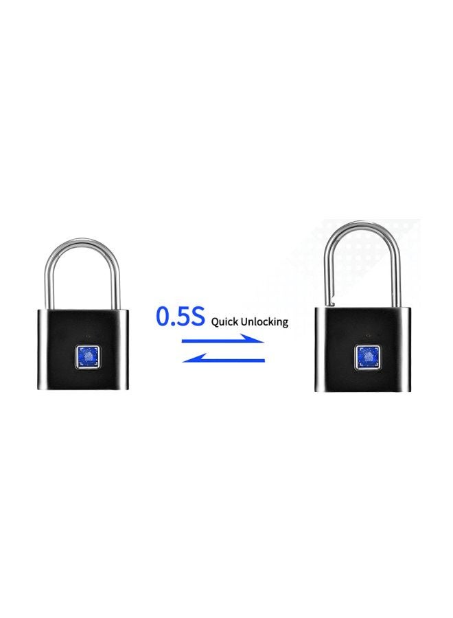 Anti-Theft Finger Print Padlock 010 Black 10x1.6x5.6centimeter - Image 2