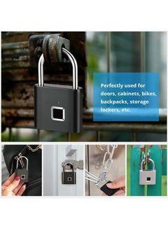 ماركة غير محددة قفل ذكي يعمل ببصمة الإصبع قابل لإعادة الشحن ومزود بمنفذ USB أسود  - Image 2