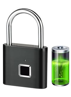 ماركة غير محددة قفل ذكي يعمل ببصمة الإصبع قابل لإعادة الشحن ومزود بمنفذ USB أسود  - Image 1