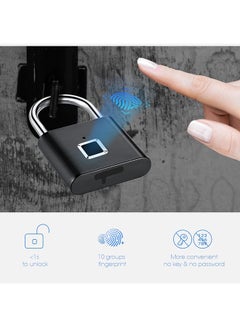 ماركة غير محددة قفل ذكي يعمل ببصمة الإصبع قابل لإعادة الشحن ومزود بمنفذ USB أسود  - Image 3