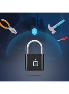 ماركة غير محددة قفل ذكي يعمل ببصمة الإصبع قابل لإعادة الشحن ومزود بمنفذ USB أسود  - Image 4