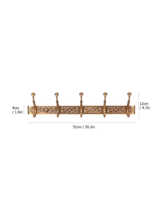 Wall Mounted Coat Rack With 5 Hooks Bronze 52.5x9x13centimeter
