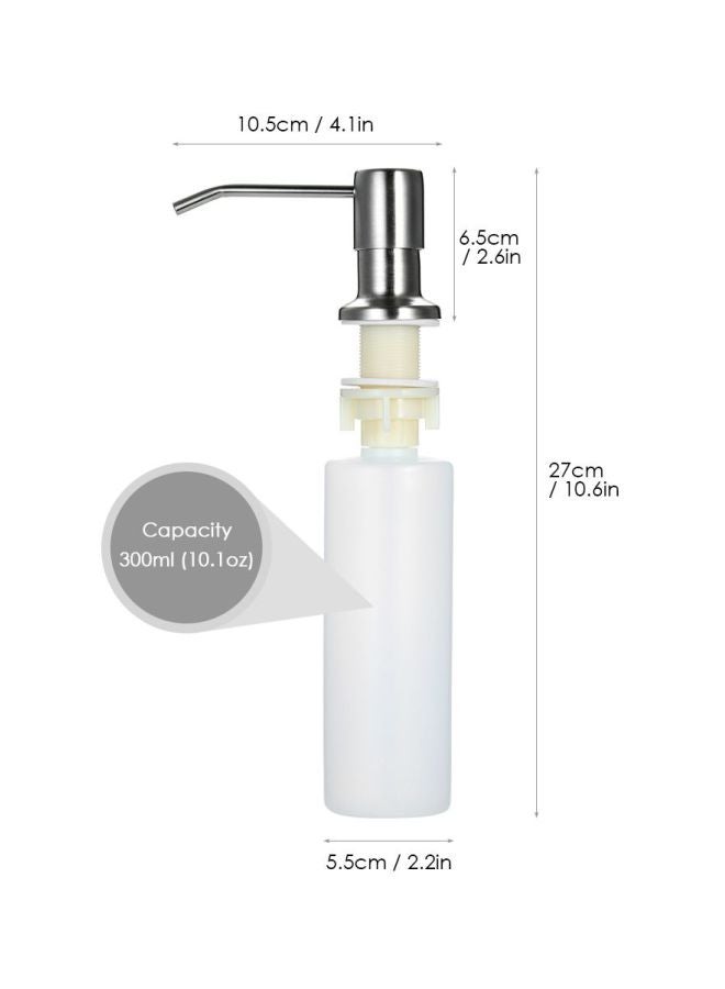 Stainless Steel Soap Dispenser White/Silver 27x5.5x10.5cm  - Image 2