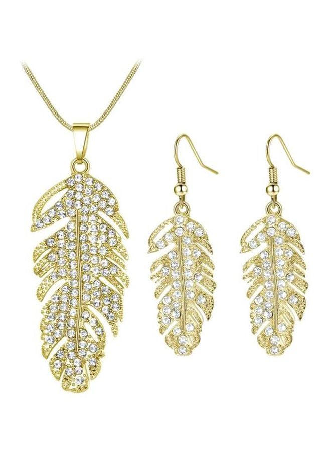 طقم مجوهرات مصنوع من خليط معدني ومرصع بأحجار الراين من 3 قطع