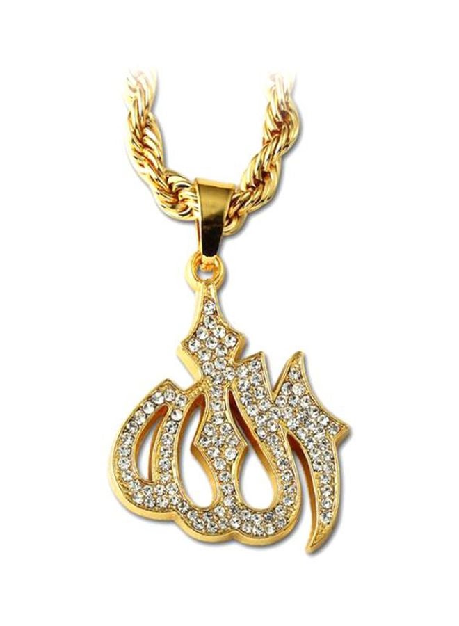 قلادة مطلية بالذهب عيار 18 قيراط بدلاية بتصميم "الله"  - Image 1