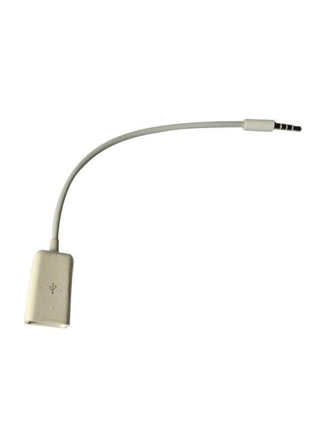 Generic - 3.5 mm Male AUX To USB Female Converter Cable White - Image 1