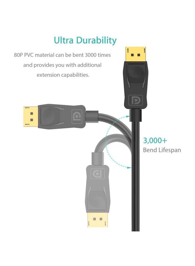 ساينك واير كابل منفذ شاشة بدقة 4K أسود - Image 2