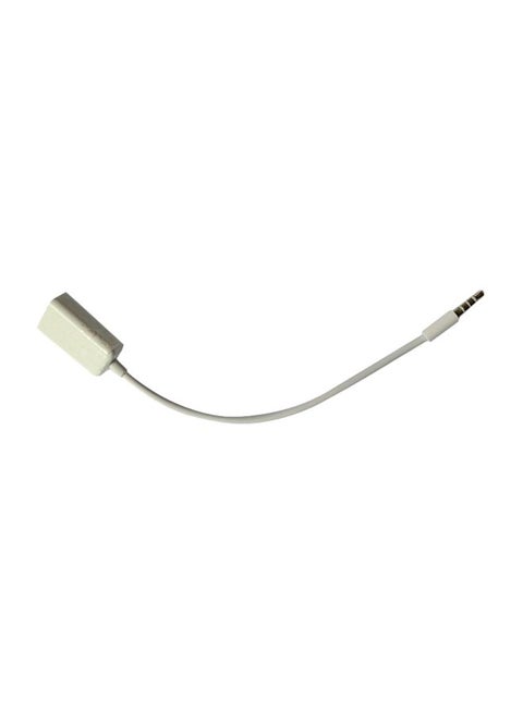3.5 mm Male AUX To USB Female Converter Cable White