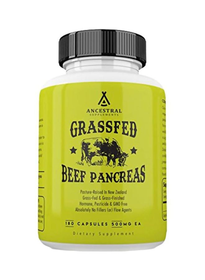 Ancestral Supplements Grass Fed Beef Pancreas Dietary Supplement 500mg - 100 Capsules  - Image 1