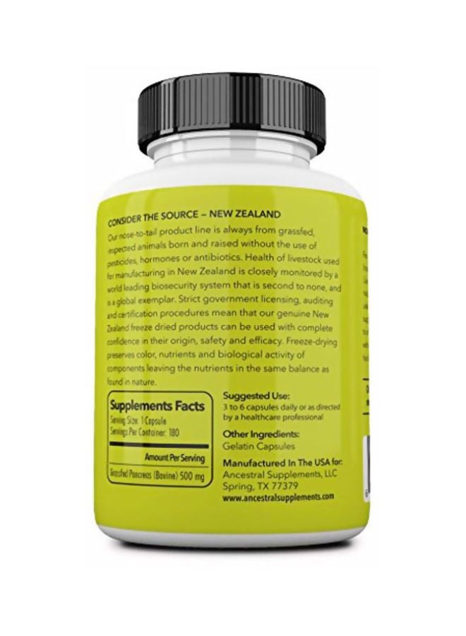 Ancestral Supplements Grass Fed Beef Pancreas Dietary Supplement 500mg - 100 Capsules  - Image 2