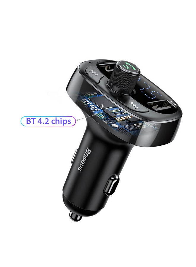 Baseus - S-09 T Cat Head BT Dual USB Car Phone Charger Black - Image 1