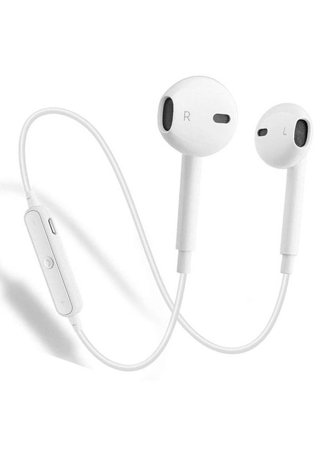 S6 Sports Headphones Wireless Bluetooth Headset Earphone for IPhone Samsung White