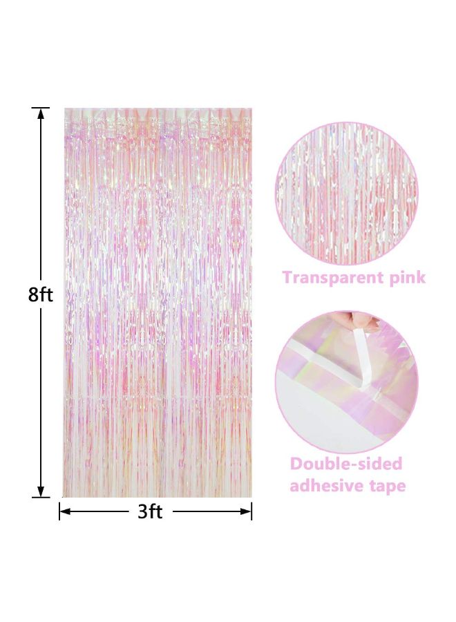 BTSD-home Pack Of 4 Iridescent Transparent Foil Fringe Curtains 12 x 8feet - Image 2