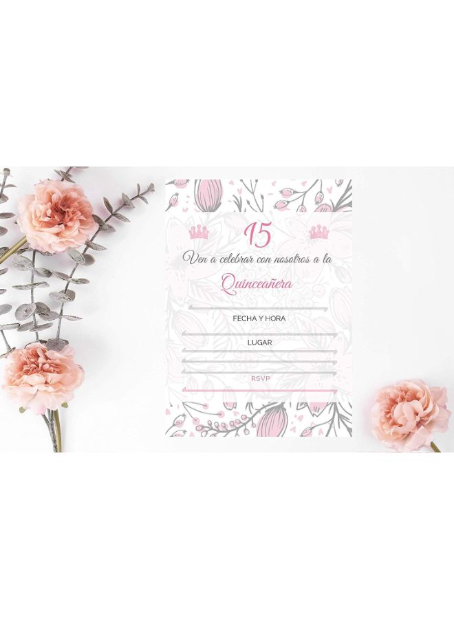 Elcer Pack Of 25 Quincenera Party Invitations With Envelopes - Image 2